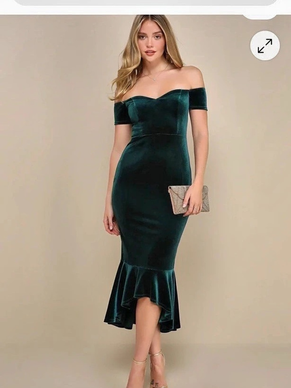 Lulus How Much I Care Emerald Green Velvet Off-the-Shoulder Midi Dress